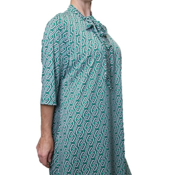 Dress knee length V-neck with tie short sleeves Size 2X NICOLE MILLER NWT - Picture 5 of 15